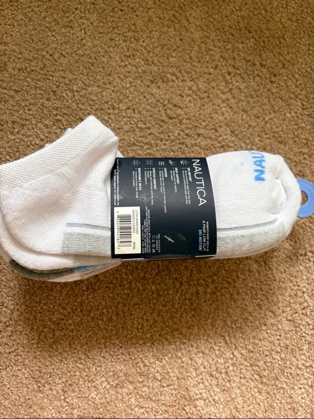 Nautica Women's Low Cut Athletic Socks - White, Gray & Peach Accents - Picture 6 of 6